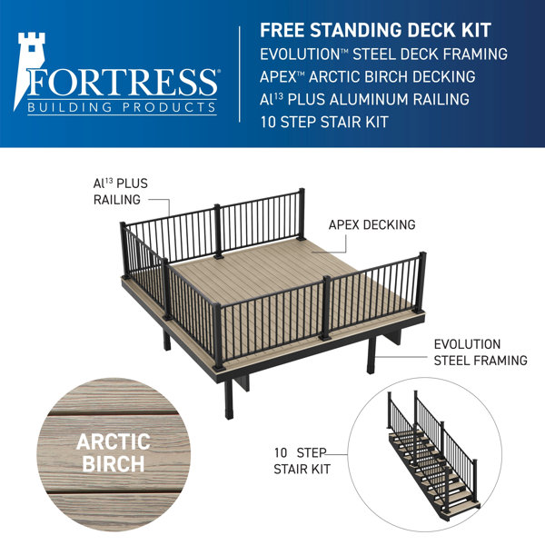 Fortress Building Products Apex 12' x 12' Freestanding PVC Deck and 10